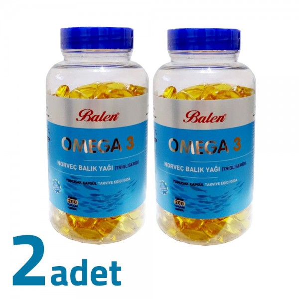 Balen Omega 3 Norveç Balık Yağı Trglsrd 1380MG x 200 Kapsül x 2 Kutu 
