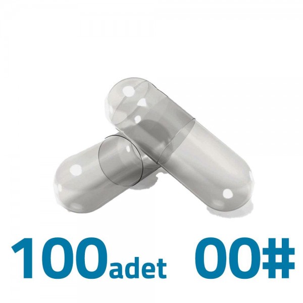 Büyük Boy Şeffaf Boş İlaç Kapsülü 00'' 100 Adet-1000mg Helal Sertifikalı