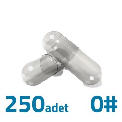 Orta Boy Şeffaf Boş İlaç Kapsülü 0'' 250 Adet-600mg Helal Sertifikalı