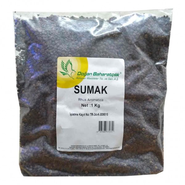 Doğan Baharatçılık Tane Sumak 1 Kg Kiloluk Paket Öğütülmemiş